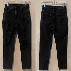 American Eagle Black Mom Jeans Comfort Stretch Waistband Womens Size 00 R